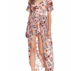 Socialite Burnout Floral Maxi Romper in Velvet